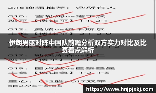 伊朗男篮对阵中国队前瞻分析双方实力对比及比赛看点解析